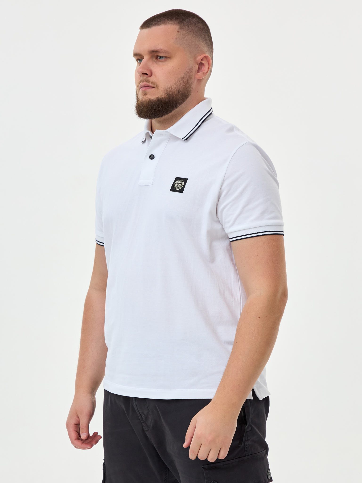 Футболка поло Stone Island Basic Slim Fit 2SC18 белая - цвет Белый