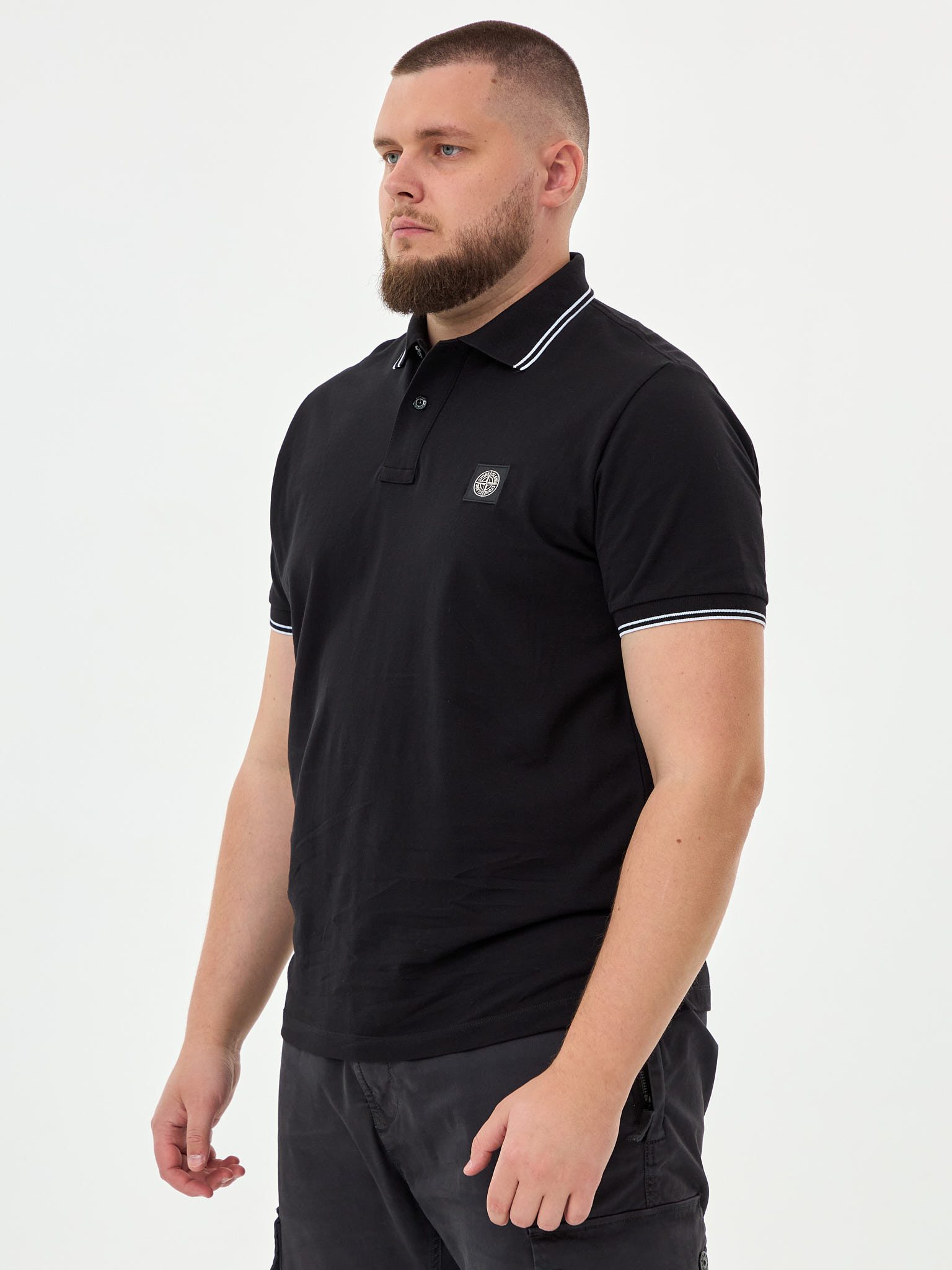 Футболка поло Stone Island Basic Slim Fit 2SC18 черная - цвет Черный