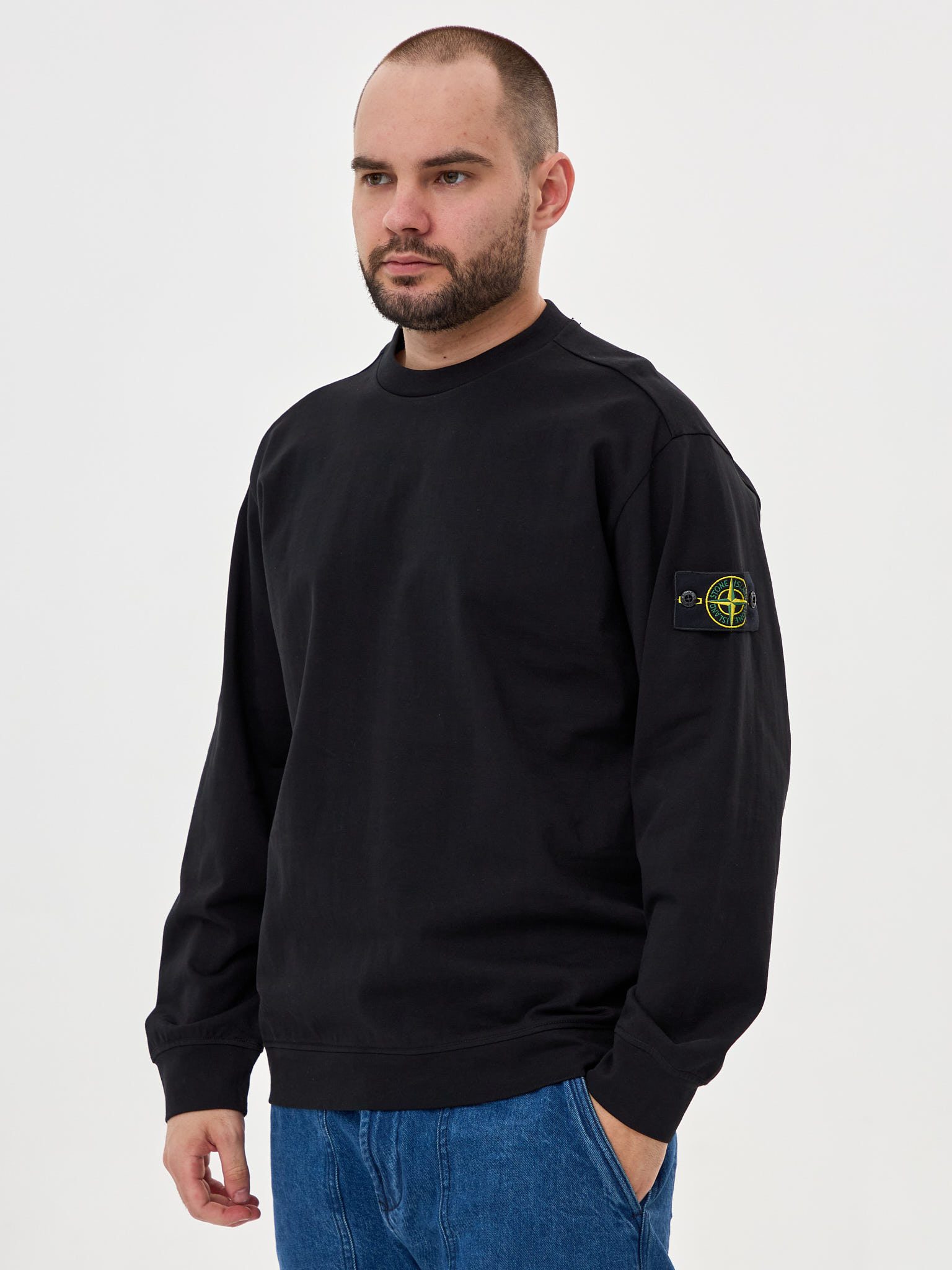 Лонгслив легкий Stone Island черный 63750 - цвет Черный