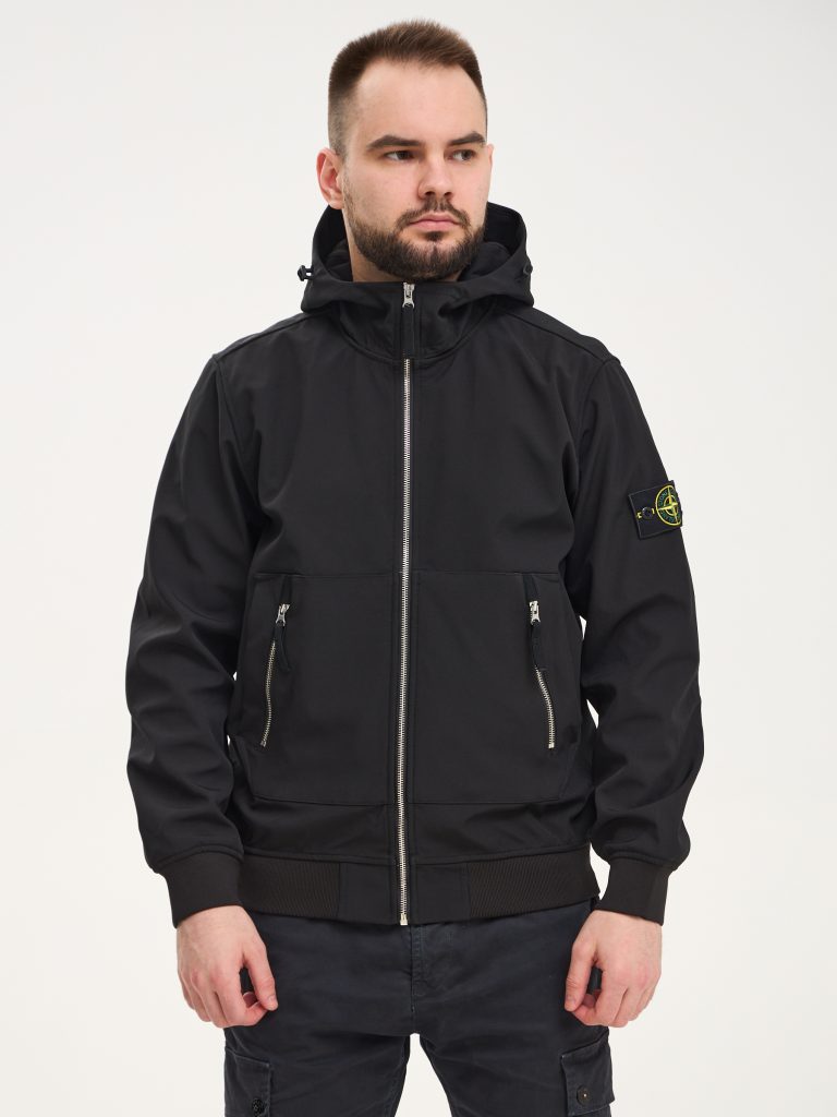 Ветровка Stone Island LIGHT SOFT SHELL-R черная 40727 купить