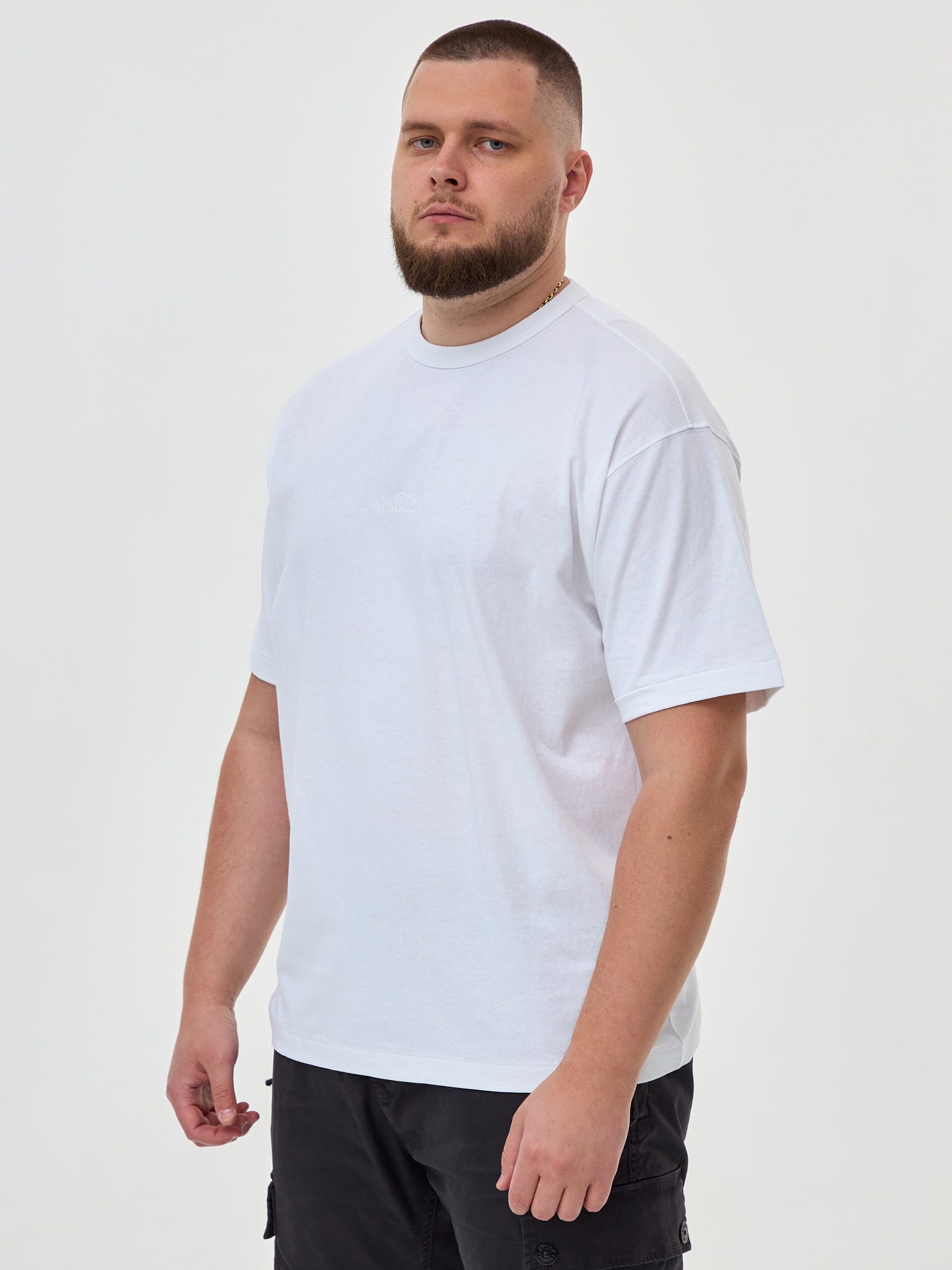 Футболка оверсайз Stone Island 20444 белая - цвет Белый
