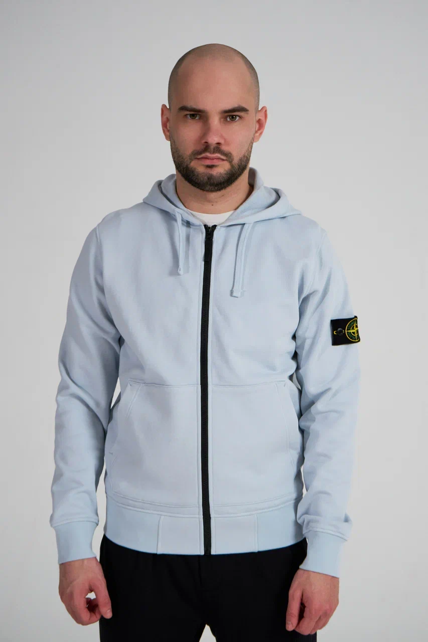Зип худи Stone Island светло-серая 64251 (весна-лето) - цвет Светло-серый