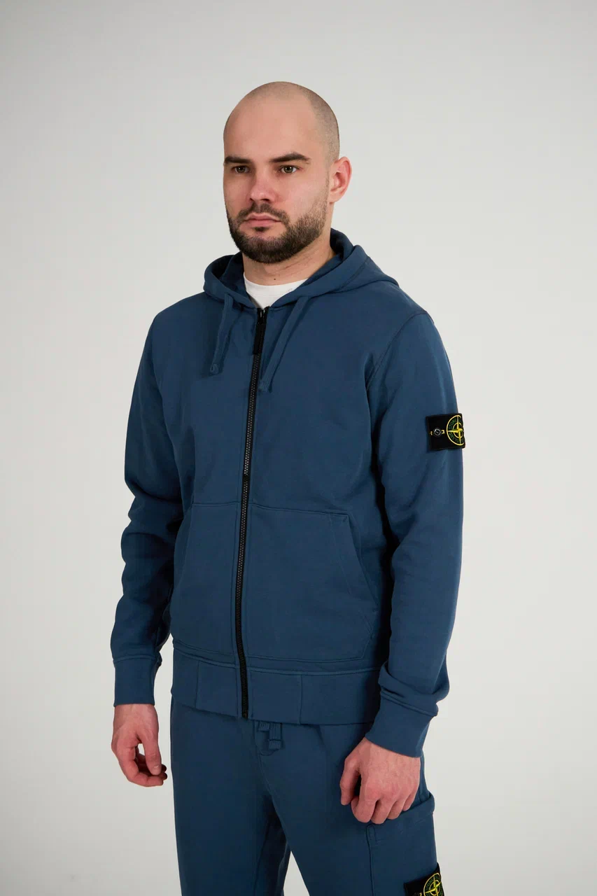 Зип худи Stone Island синяя 64251 (весна-лето) - цвет Синий