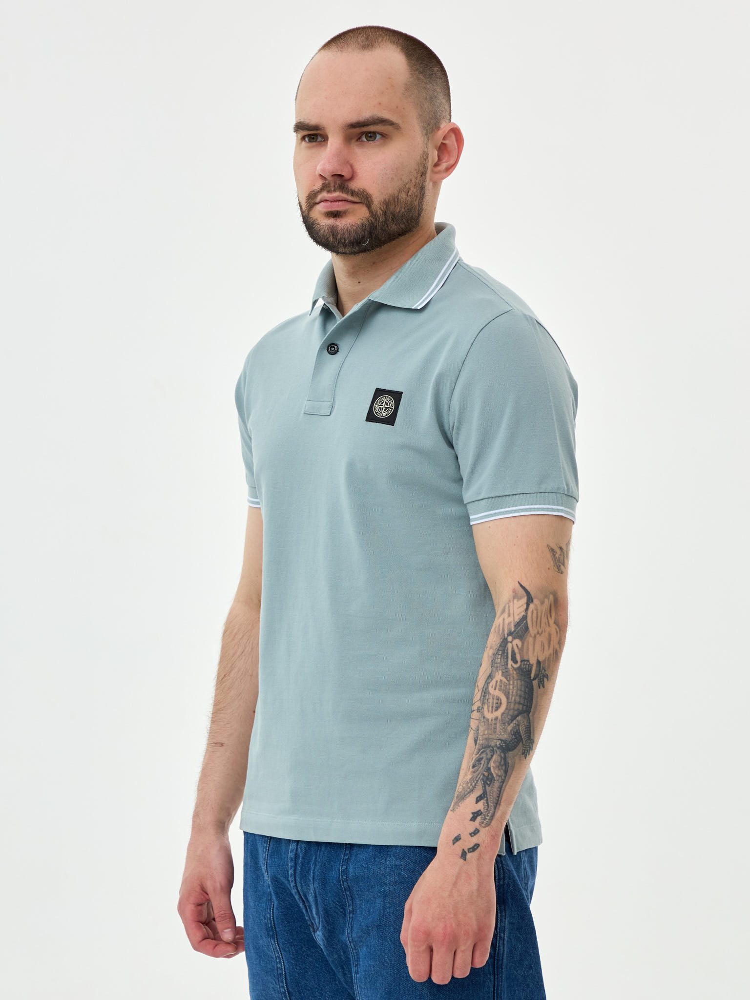 Футболка поло Stone Island Basic Slim Fit 2SC18 светло-серая - цвет Светло-серый