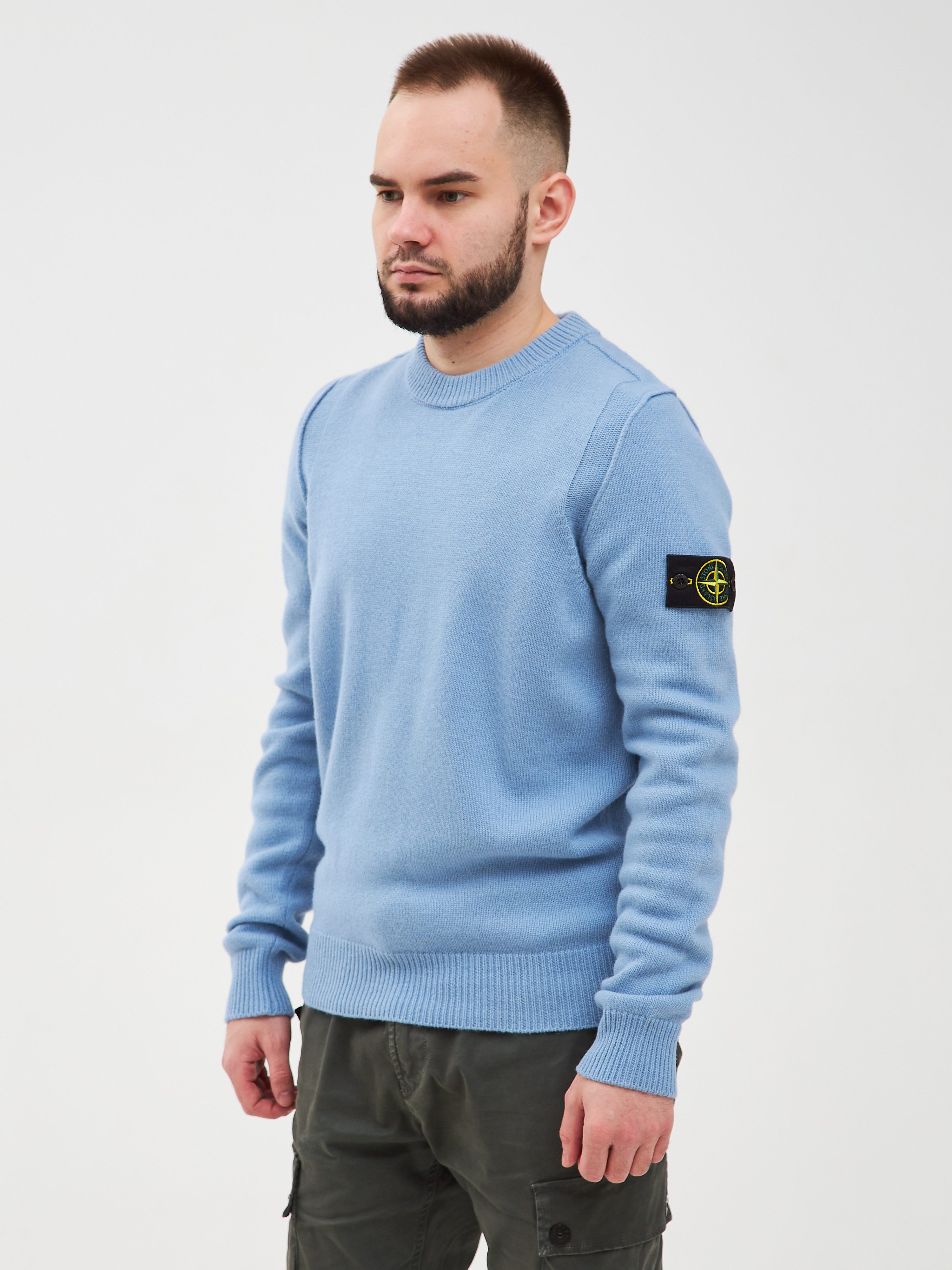 Свитер из шерсти Stone Island голубой 508A3 - цвет Голубой