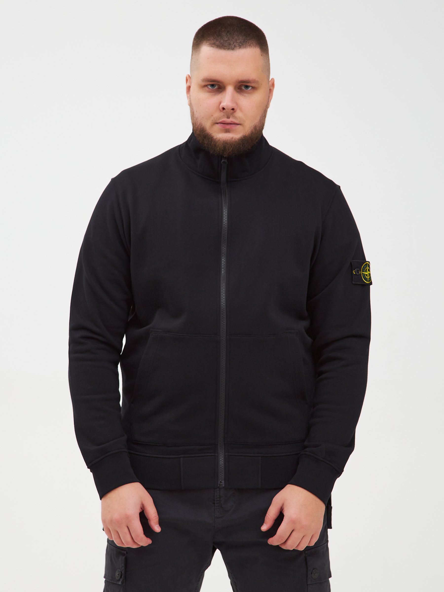 Кофта FULL-ZIP Stone Island черная 64351 - цвет Черный