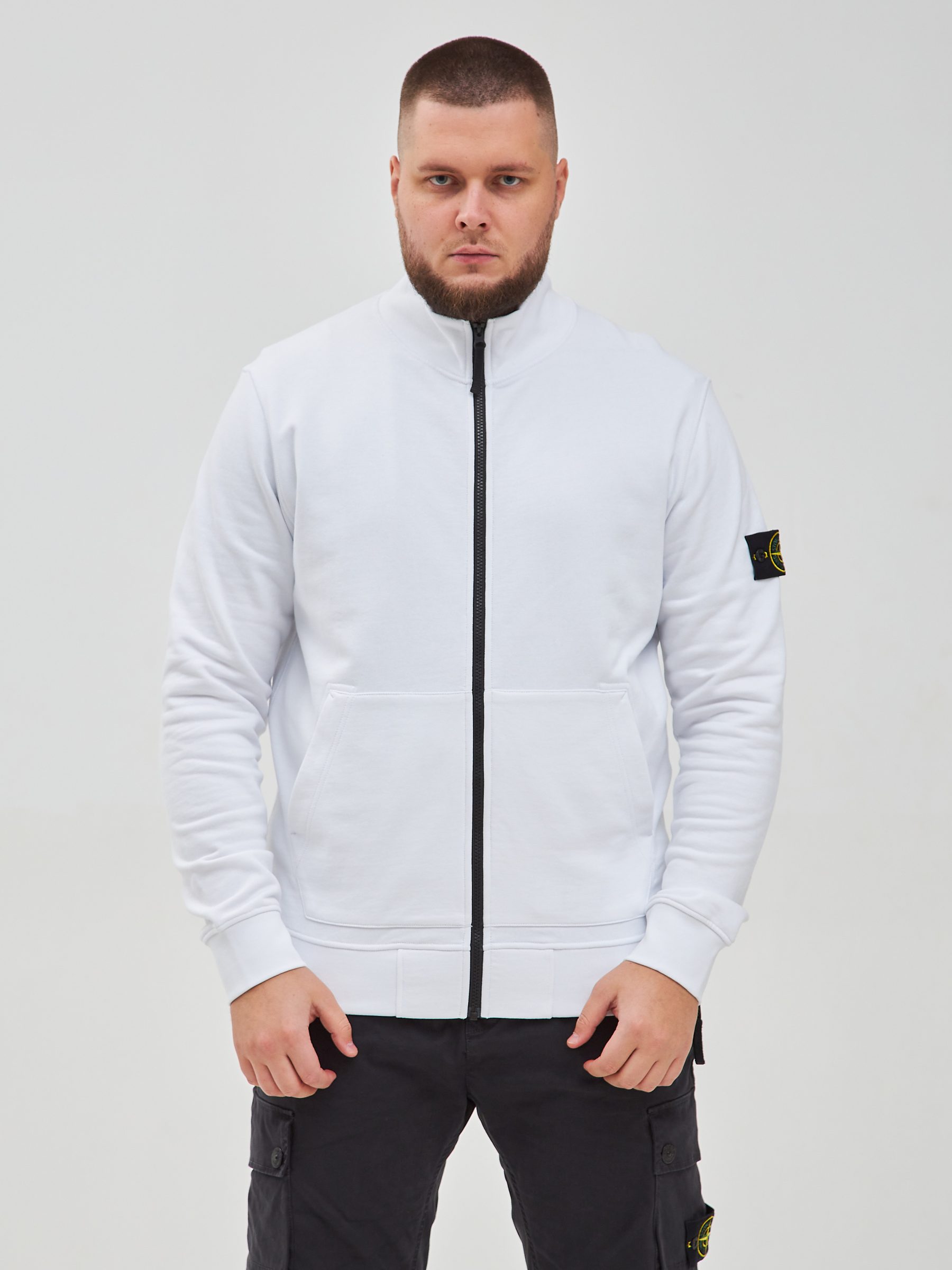 Кофта FULL-ZIP Stone Island белая 64351 - цвет Белый