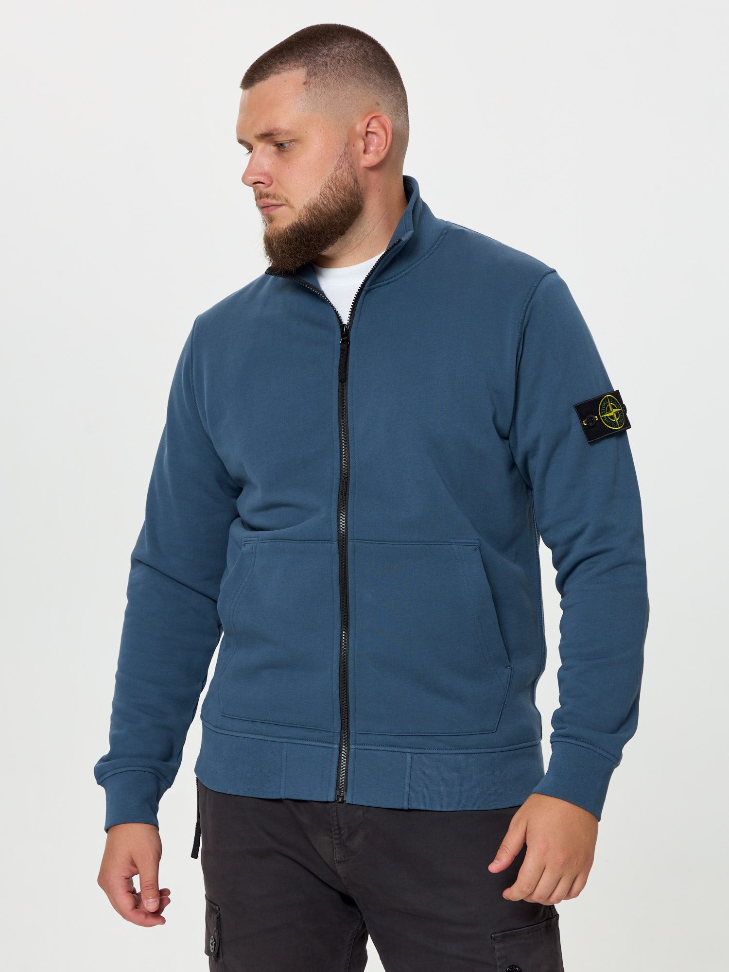 Кофта FULL-ZIP Stone Island синяя 64351 - цвет Синий