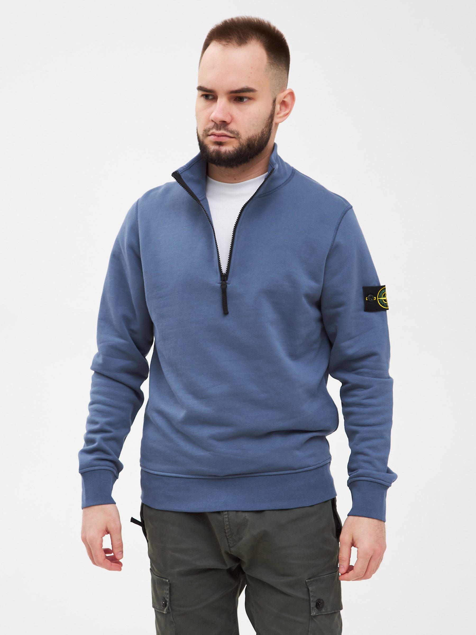 Кофта HALF-ZIP Stone Island синяя 61951 (весна-лето) - цвет Синий