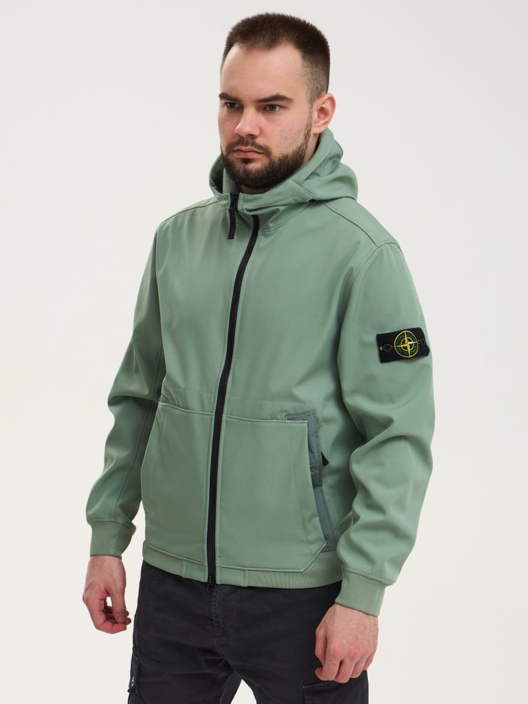 Ветровка с флисом Stone Island SOFT SHELL-R мятная Q0122 купить в ...