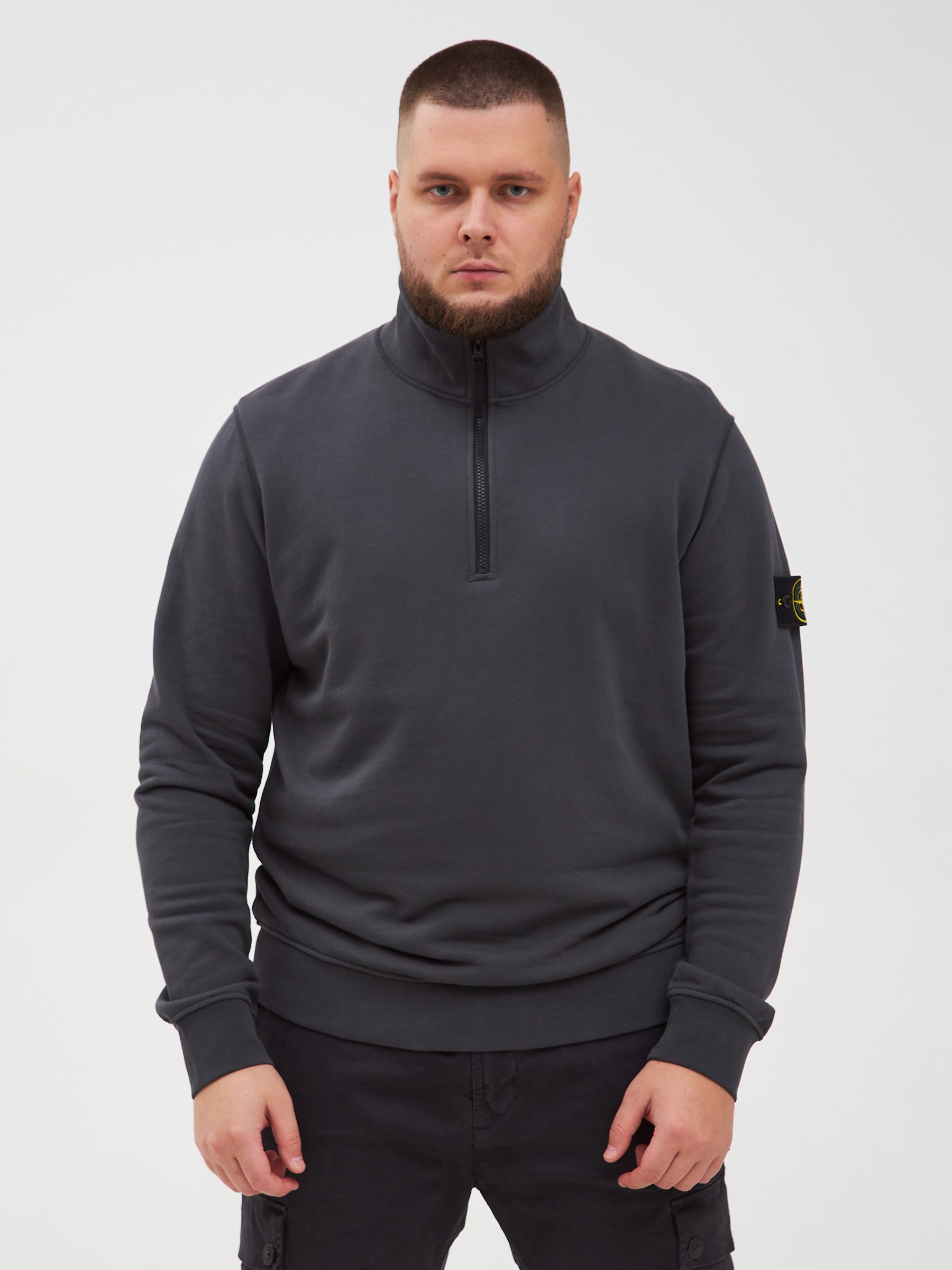 Кофта HALF-ZIP Stone Island темно-серая 61951 (весна-лето) - цвет Темно-серый