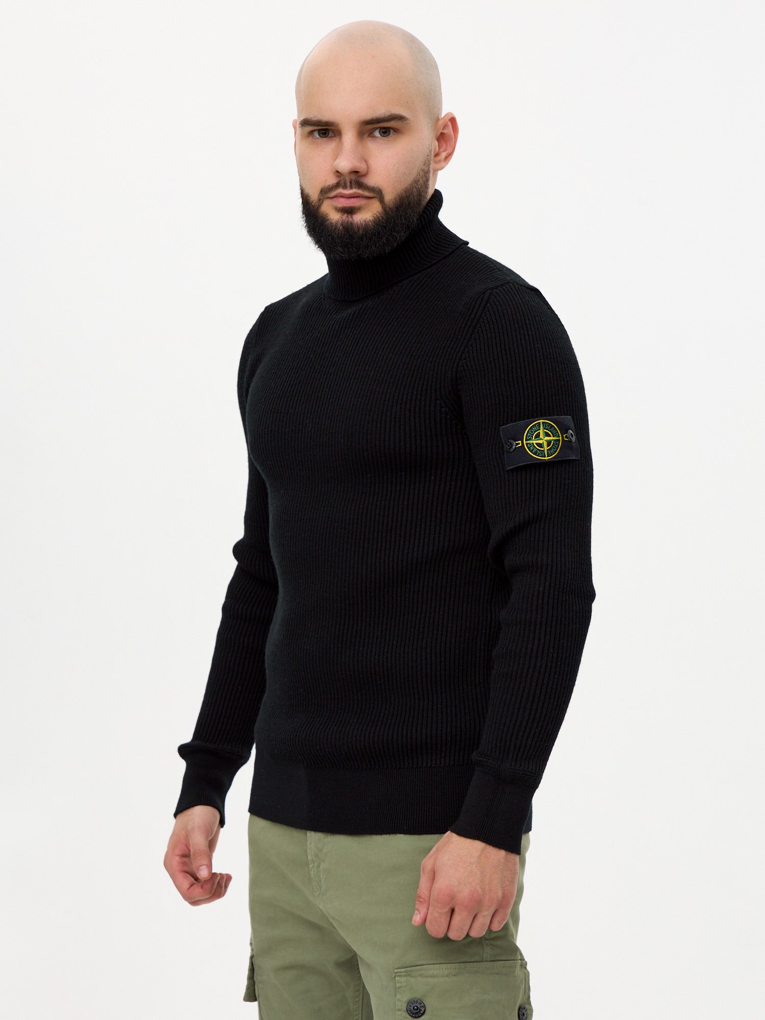 Свитер из шерсти с горлом Stone Island черный 552С2 - цвет Черный
