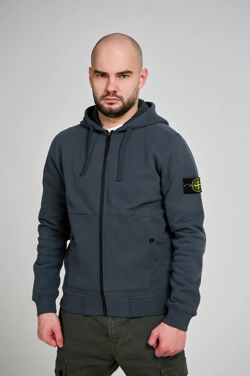 Зип худи Stone Island темно-серая 61620 - цвет Темно-серый