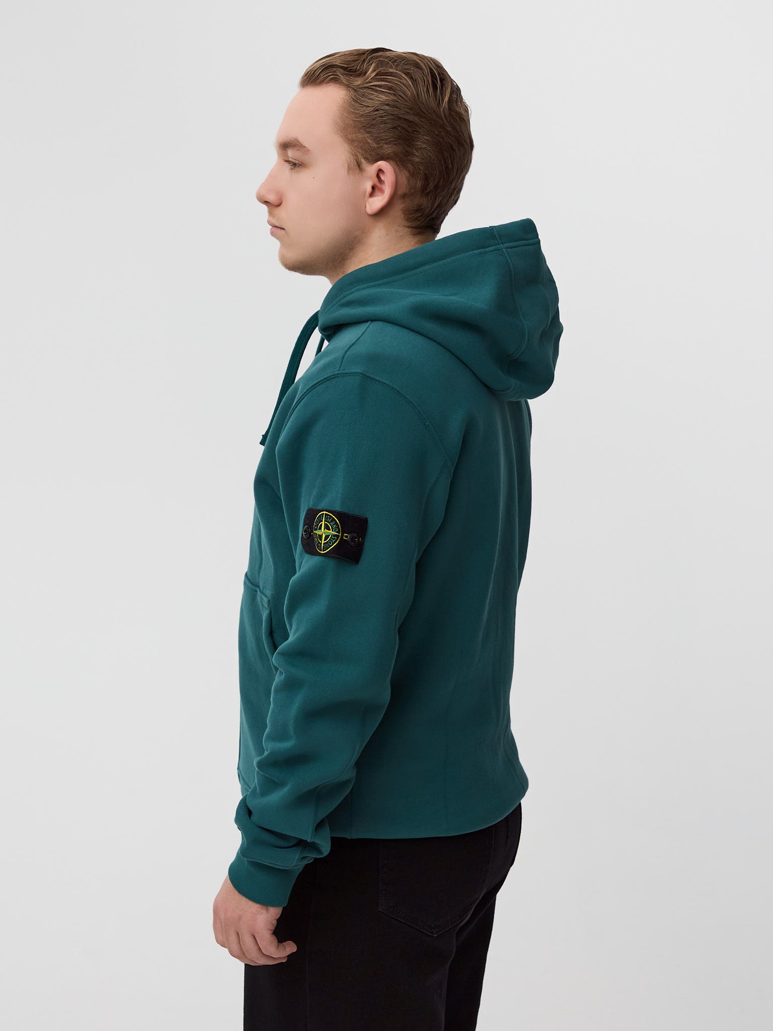 Зип худи Stone Island темно-зеленая 61620