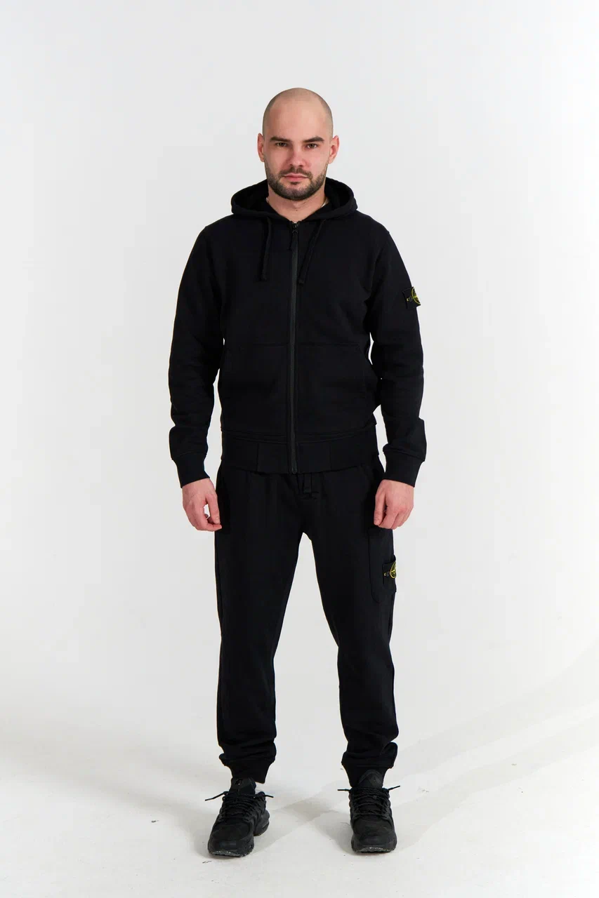 Спортивный костюм Stone Island ZIP HOODIE + PANTS черный - цвет Черный