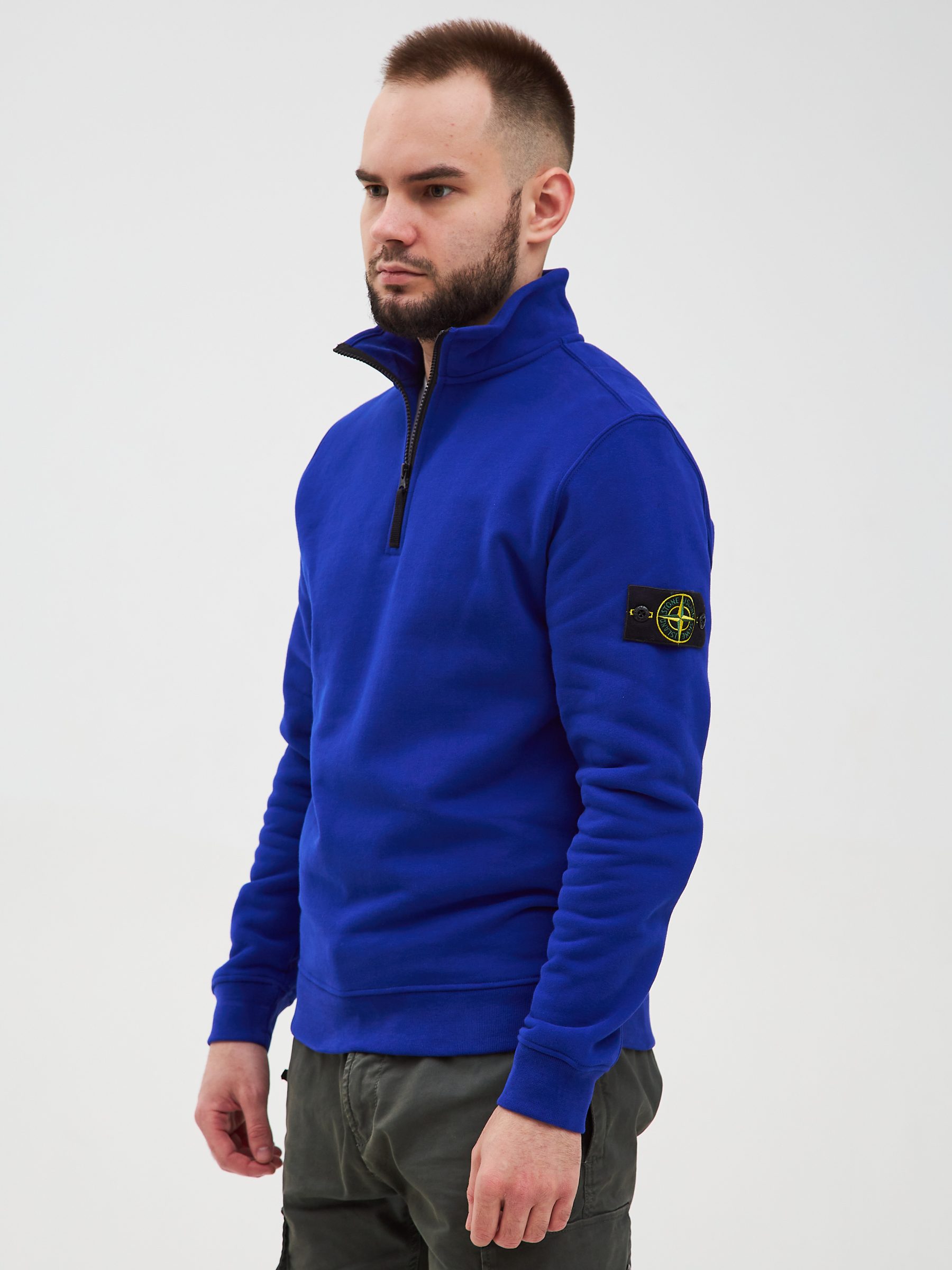 Кофта HALF-ZIP Stone Island ярко-синяя 62720 - цвет Синий