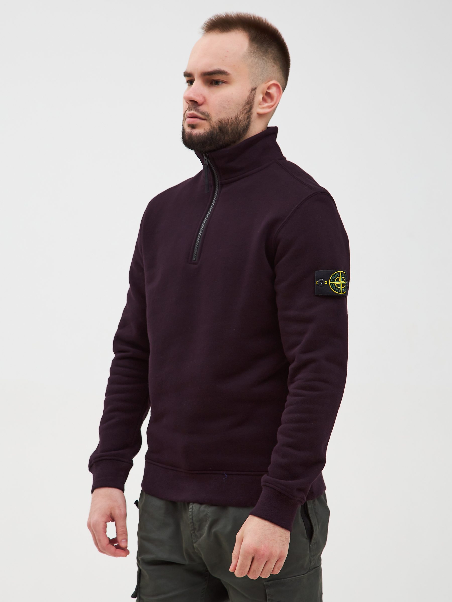 Кофта HALF-ZIP Stone Island бордовая 62720 - цвет Бордовый