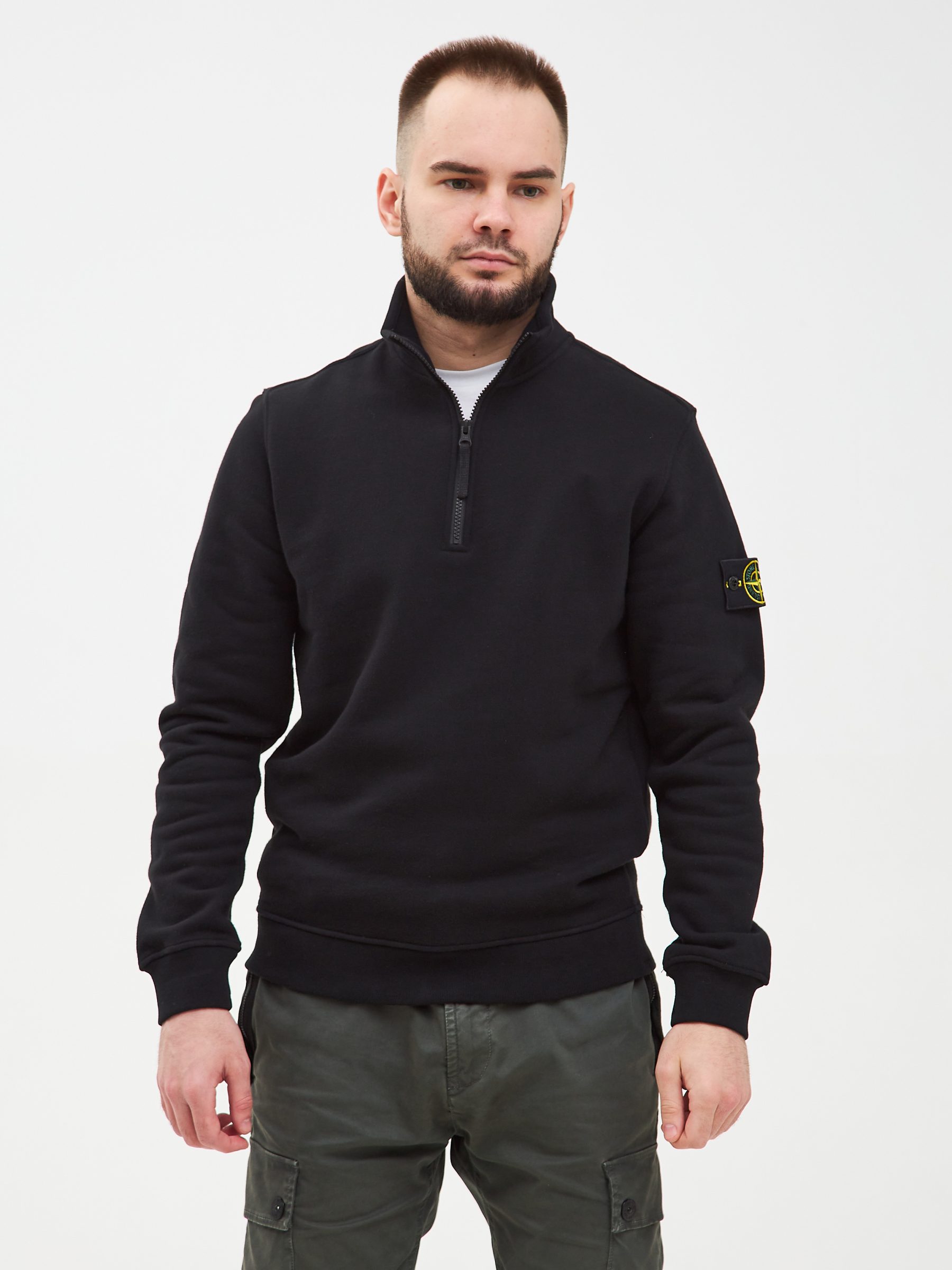 Кофта HALF-ZIP Stone Island черная 62720 - цвет Черный