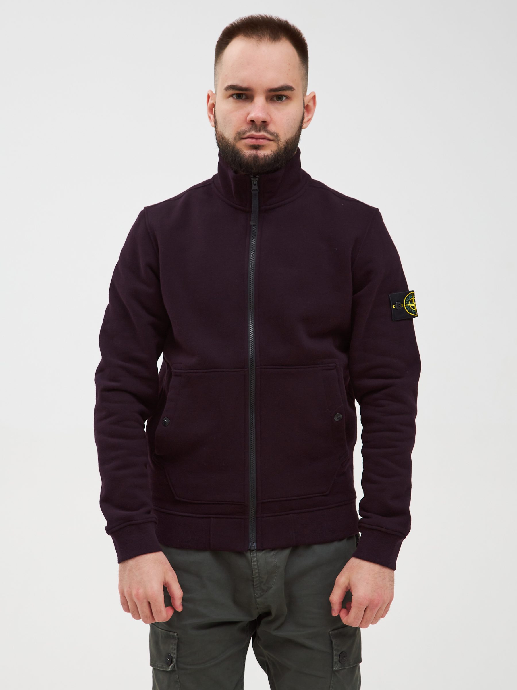 Кофта FULL-ZIP Stone Island бордовая 62820 - цвет Бордовый