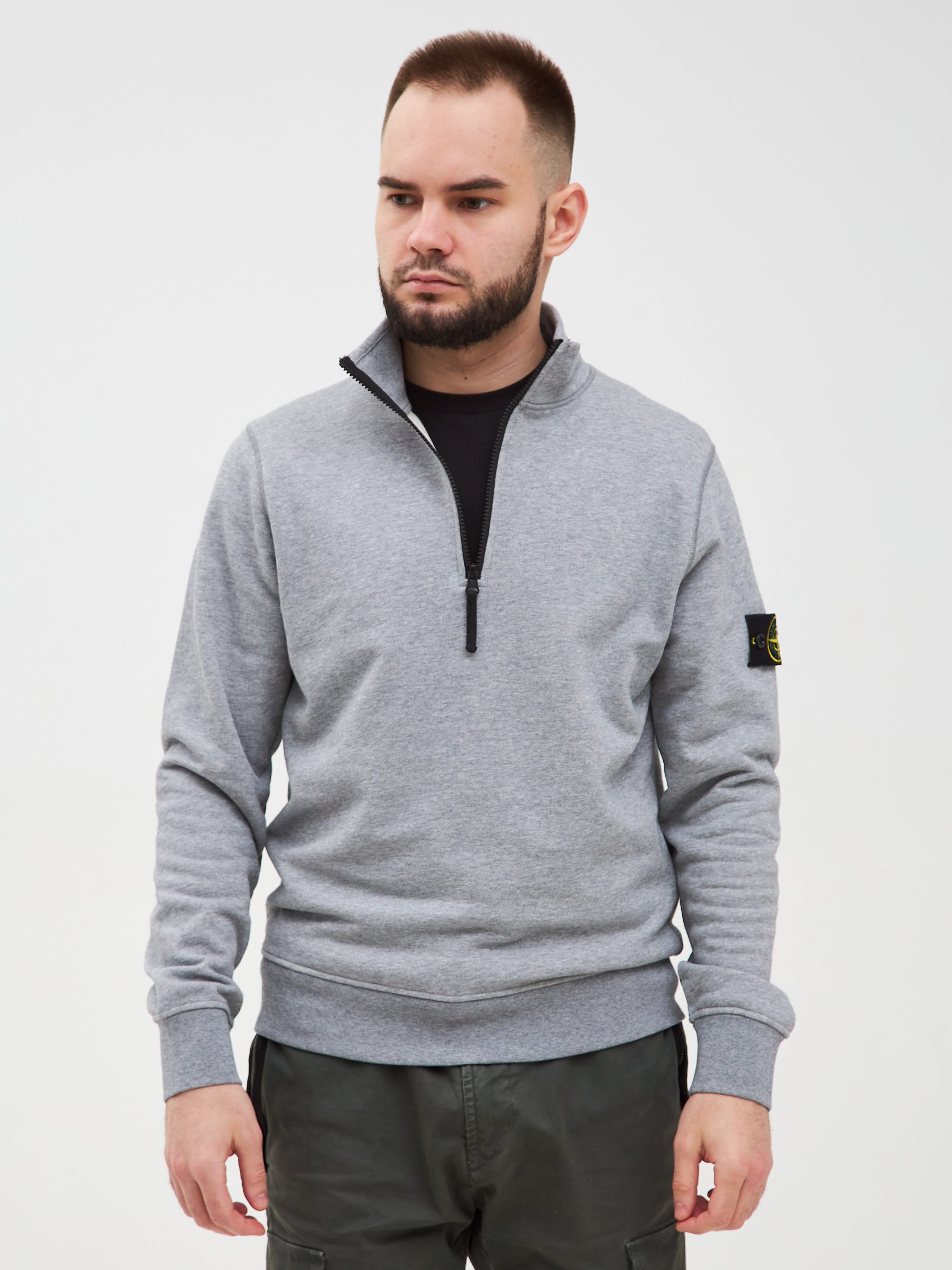 Кофта HALF-ZIP Stone Island серая 61951 (весна-лето) - цвет Серый