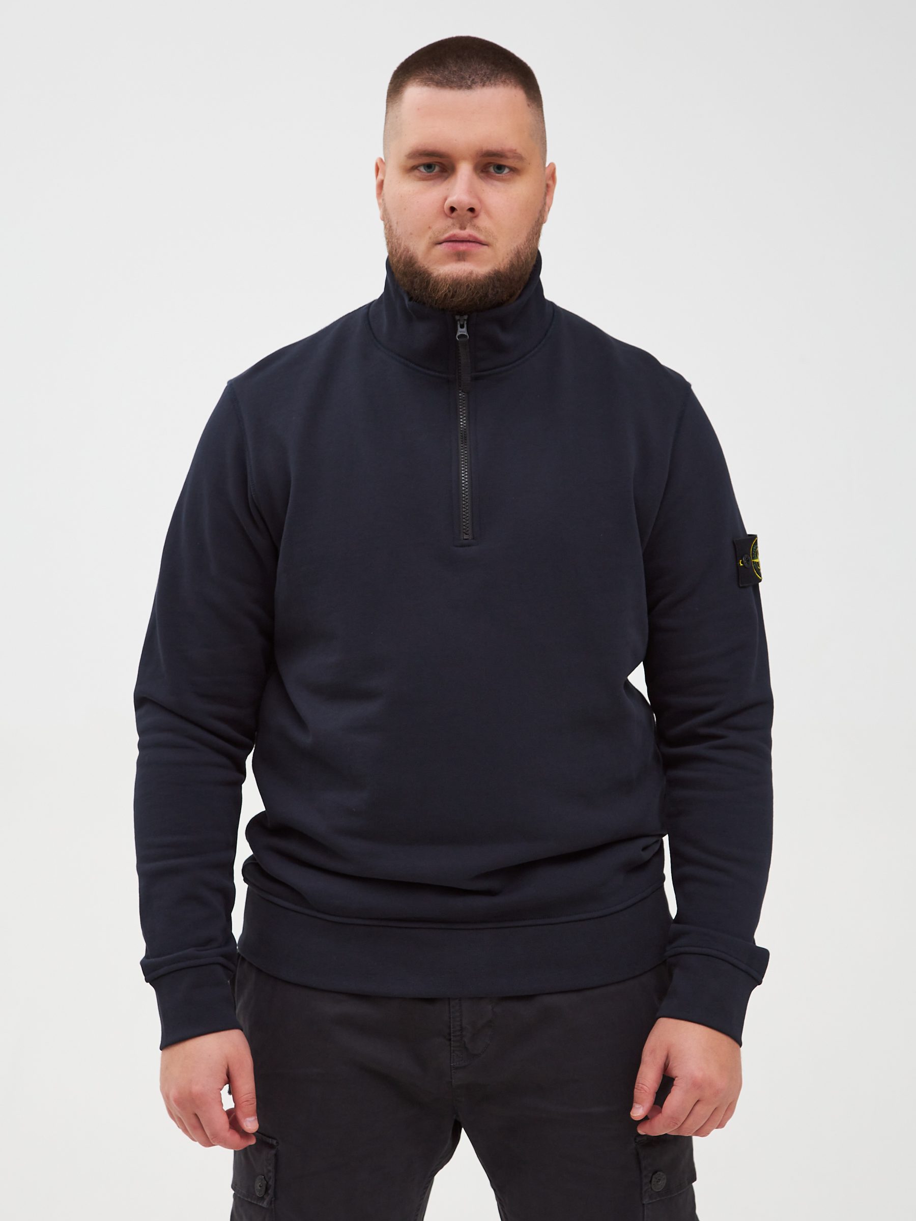 Кофта HALF-ZIP Stone Island темно-синяя 61951 (весна-лето) - цвет Темно-синий