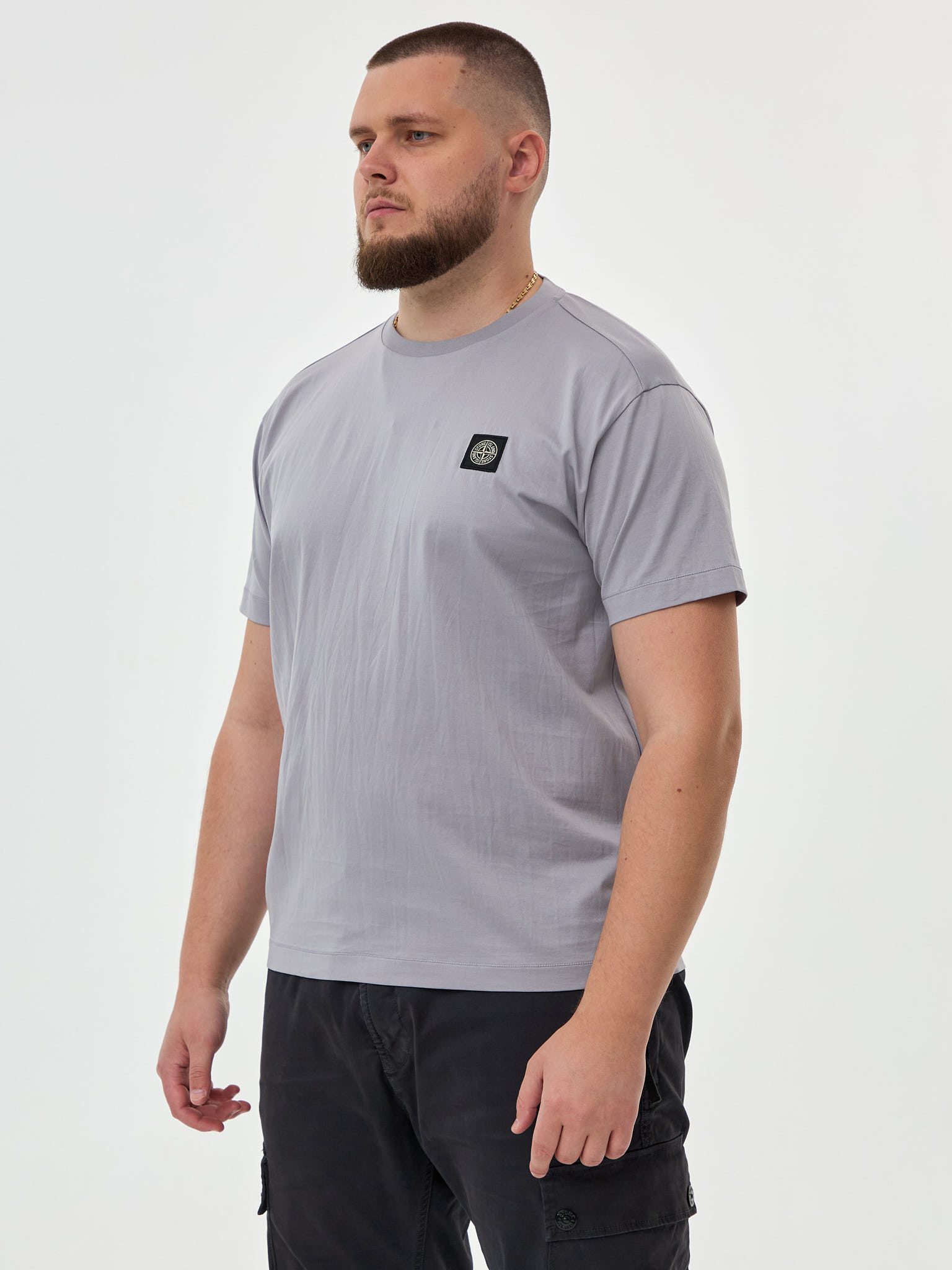Футболка Stone Island PATCH PROGRAM 24113 серая - цвет Серый