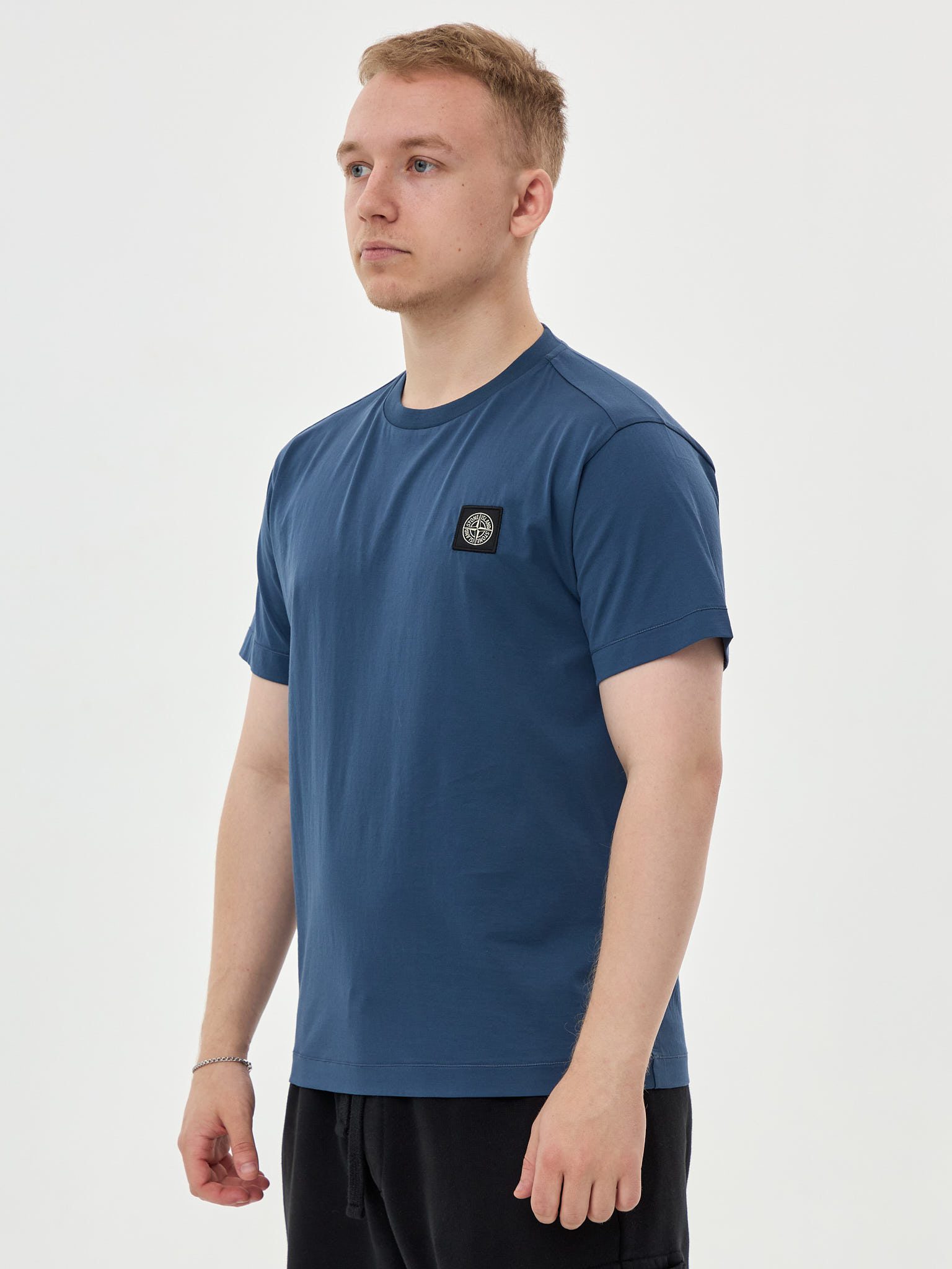 Футболка Stone Island PATCH PROGRAM 24113 синяя - цвет Синий