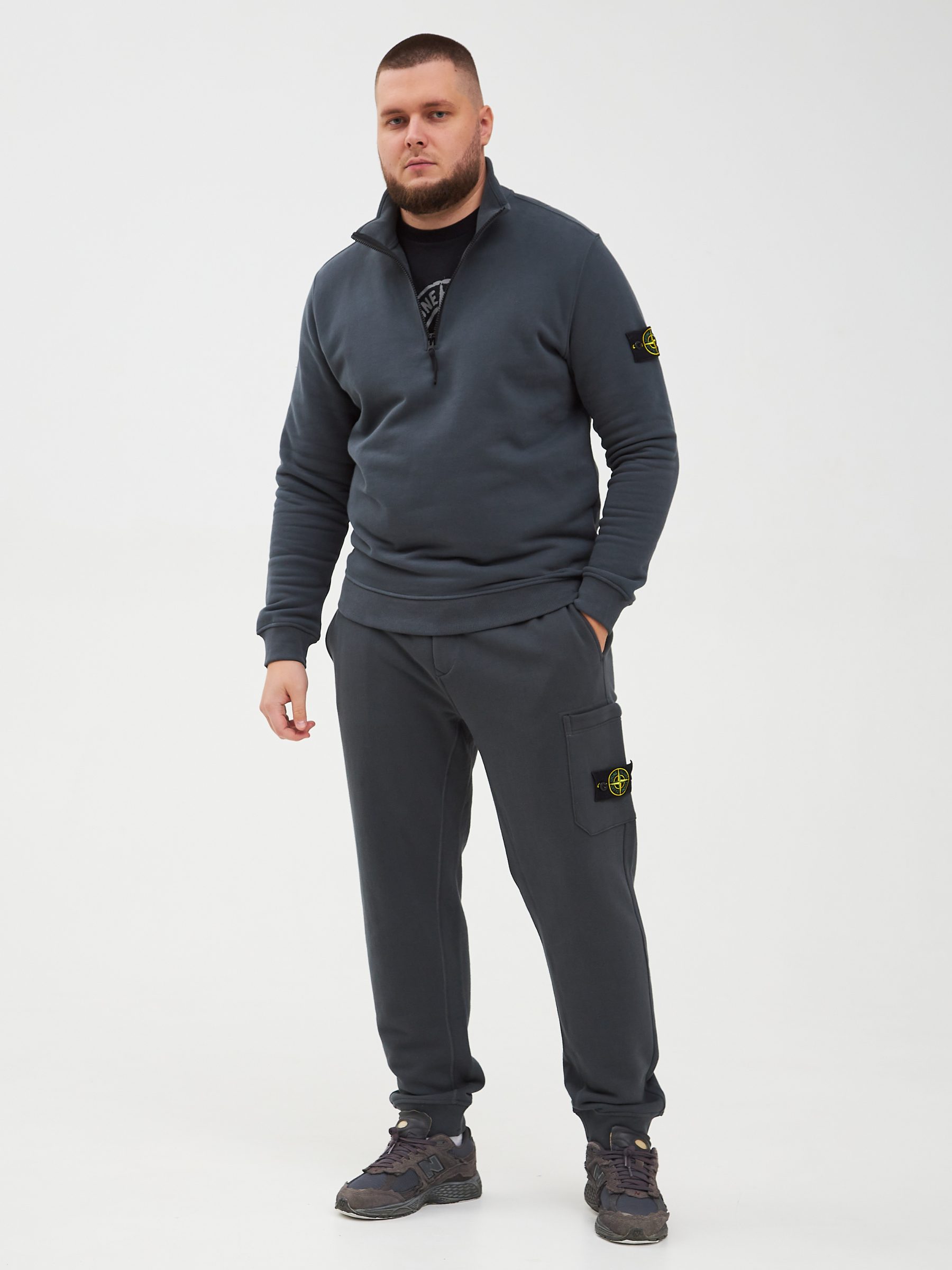 Спортивный костюм Stone Island HALF-ZIP + PANTS темно-серый - цвет Темно-серый