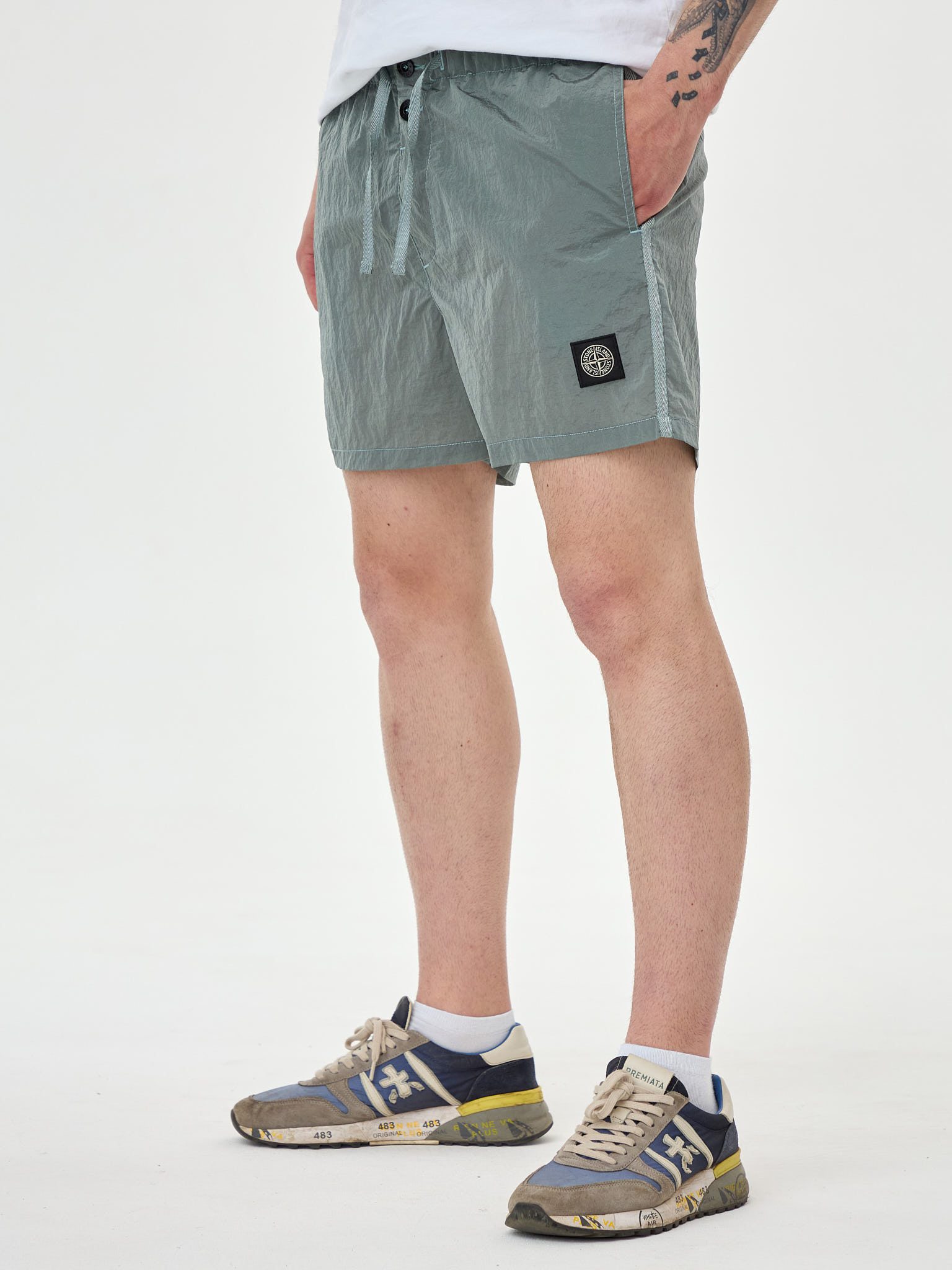 Шорты плавательные короткие Stone Island NYLON METAL B0643 серые - цвет Серый