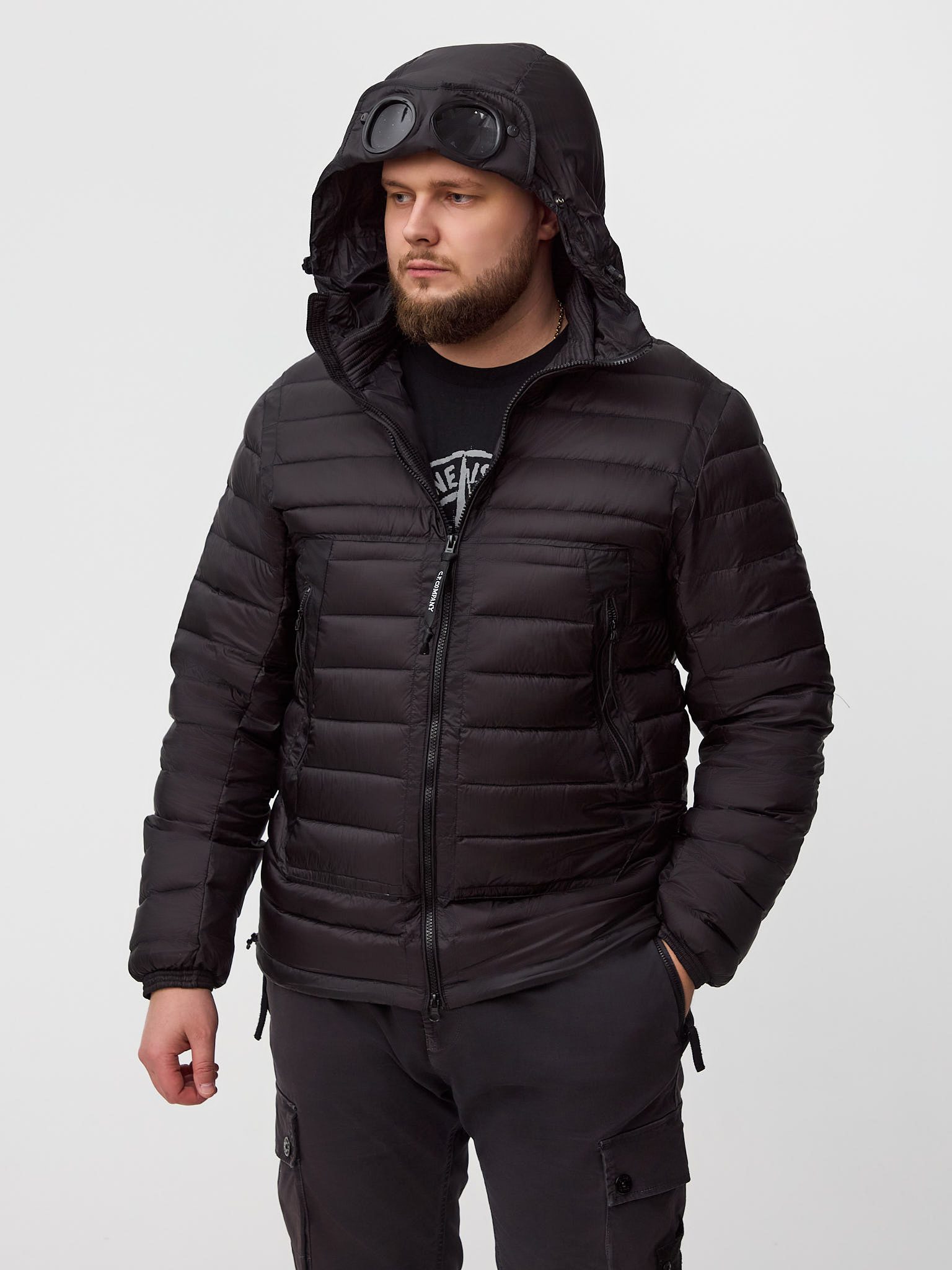 Пуховая куртка легкая C.P. Company D.D. SHELL Goggle jacket черная