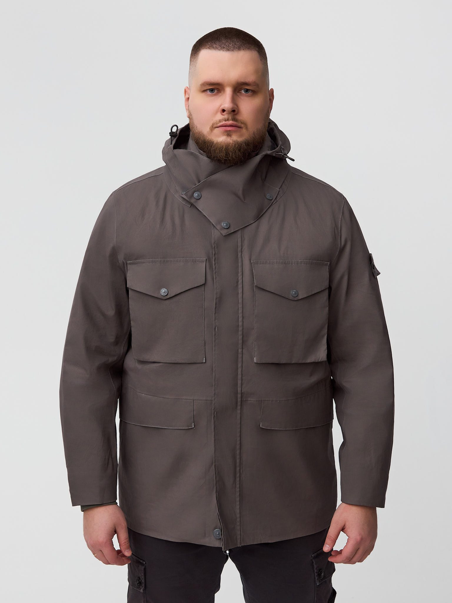 Куртка Stone Island O-VENTILE GHOST PIECE 437F1 с подкладом серо-бежевая - цвет Бежевый