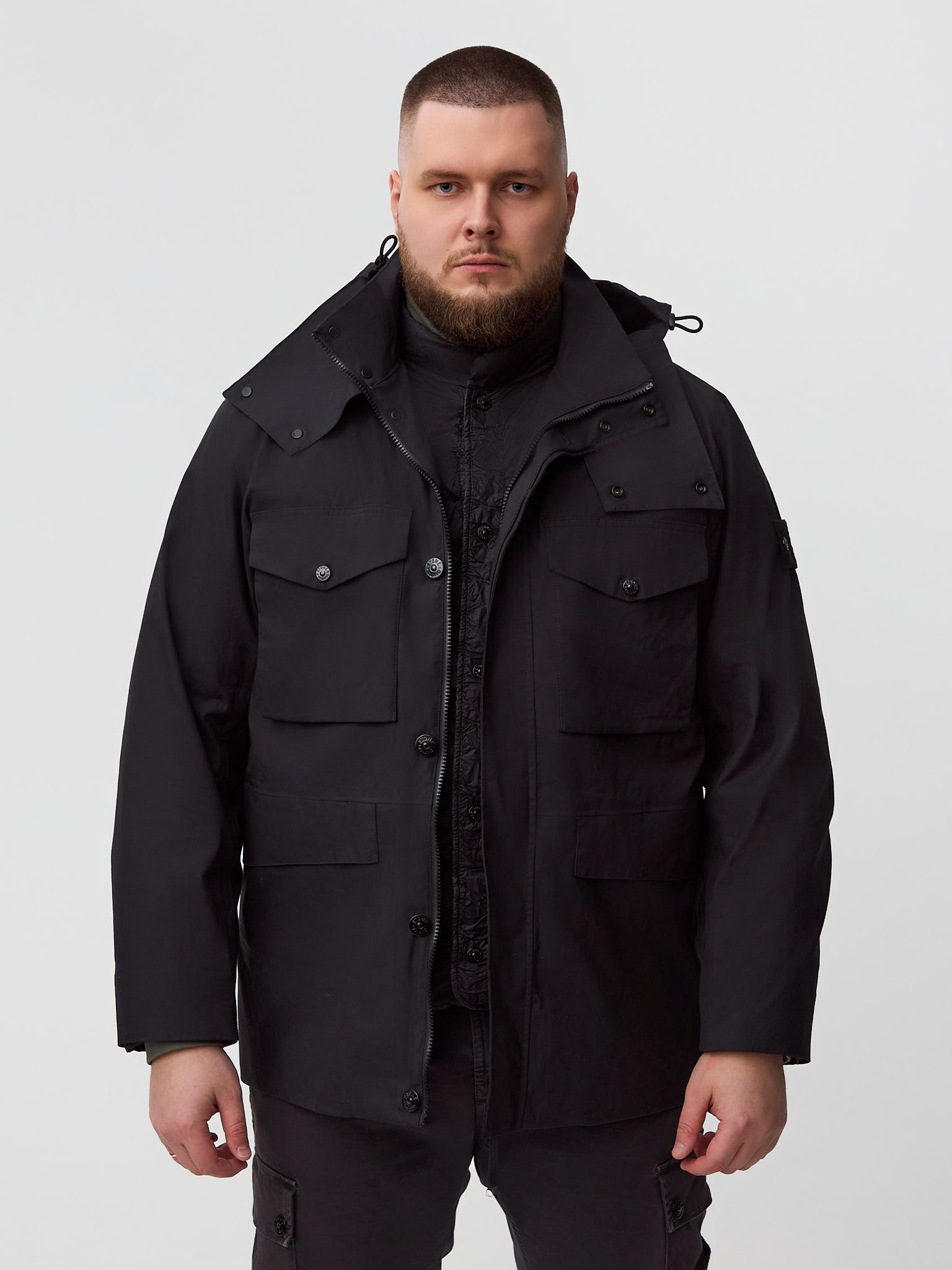 Куртка Stone Island O-VENTILE GHOST PIECE 437F1 с подкладом черная