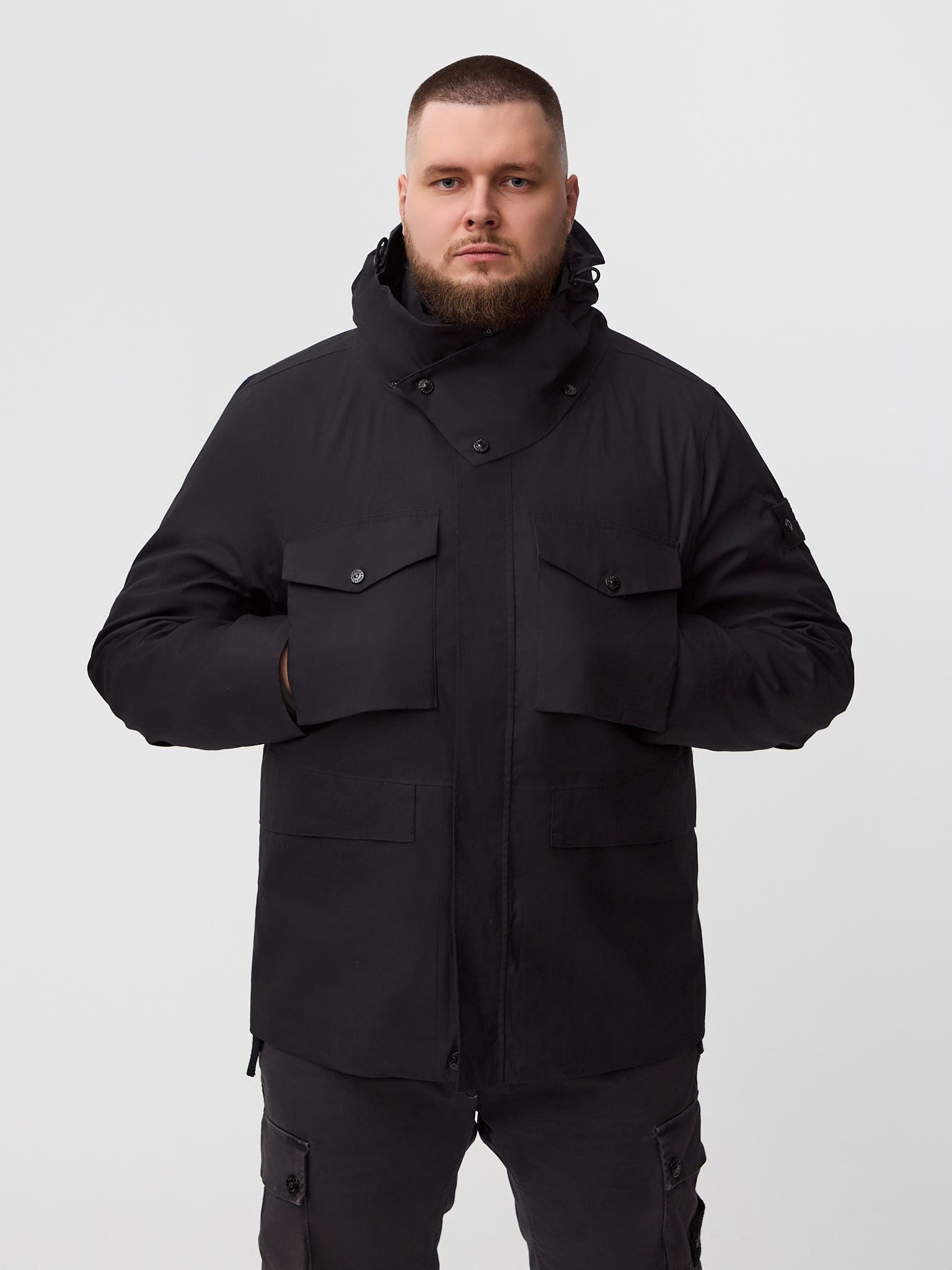Куртка Stone Island O-VENTILE GHOST PIECE 437F1 с подкладом черная