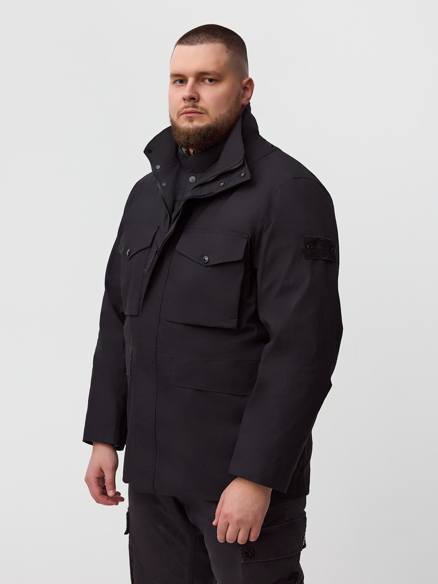 Куртка Stone Island O-VENTILE GHOST PIECE 437F1 с подкладом черная