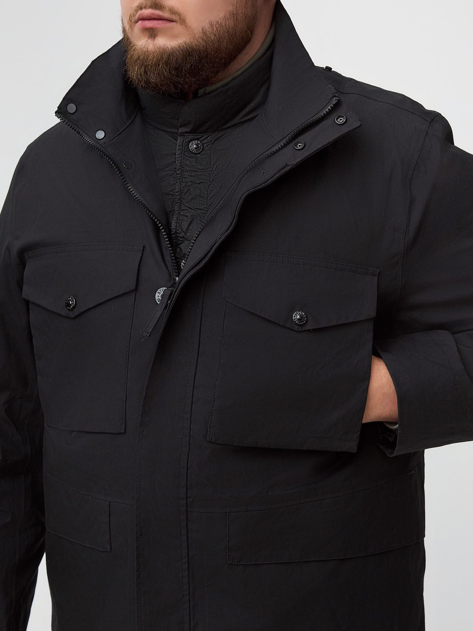 Куртка Stone Island O-VENTILE GHOST PIECE 437F1 с подкладом черная