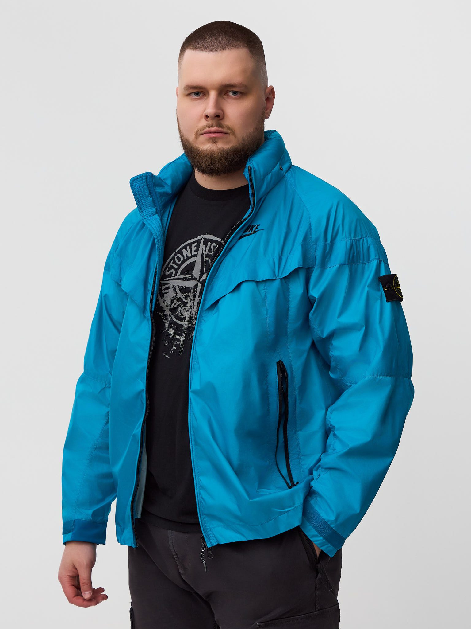Ветровка Nike x Stone Island Hyperlight Membrana Windrunner (PACKABLE) голубая