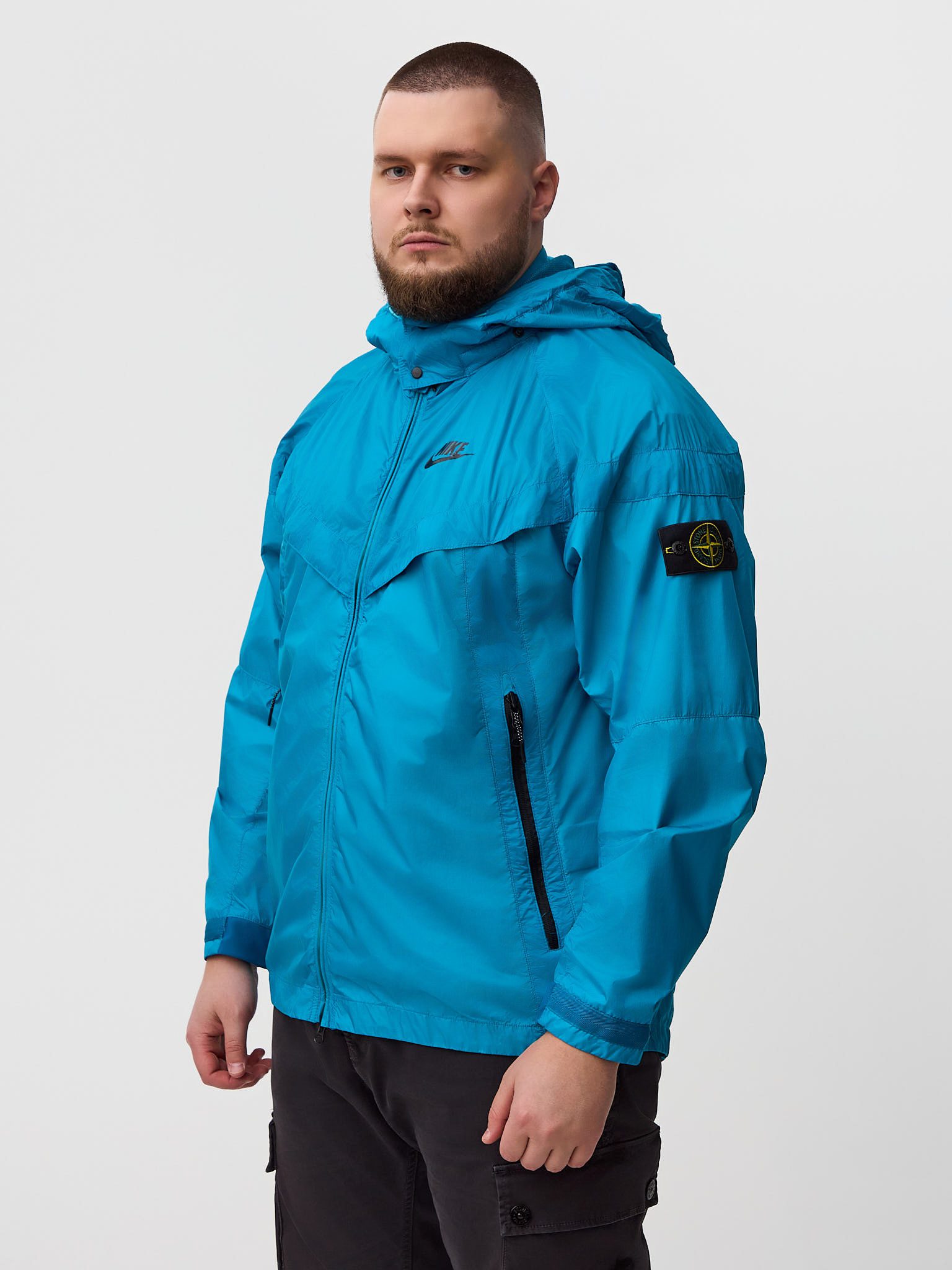 Ветровка Nike x Stone Island Hyperlight Membrana Windrunner (PACKABLE) голубая - цвет Голубой