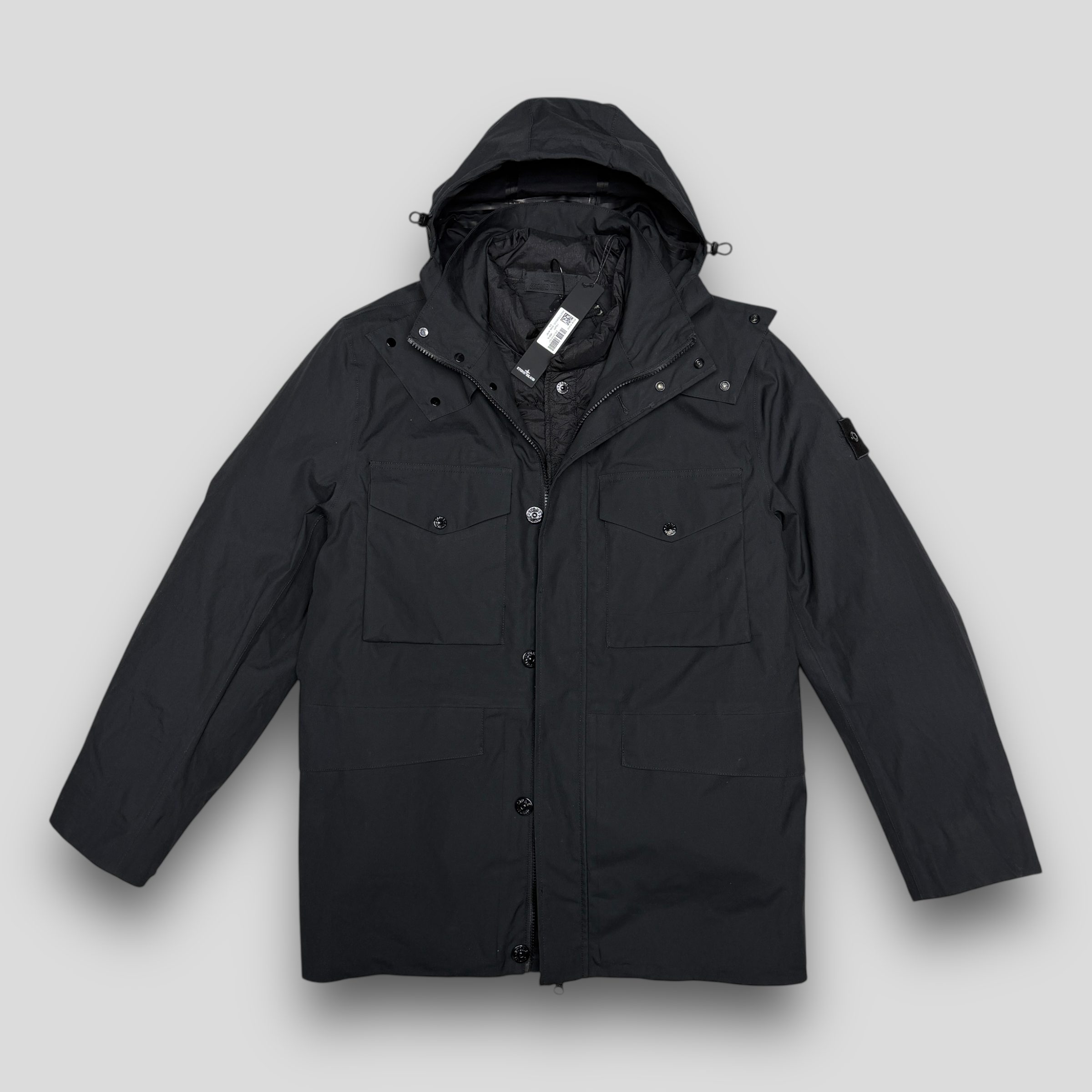 Куртка Stone Island O-VENTILE GHOST PIECE 437F1 с подкладом черная - цвет Черный