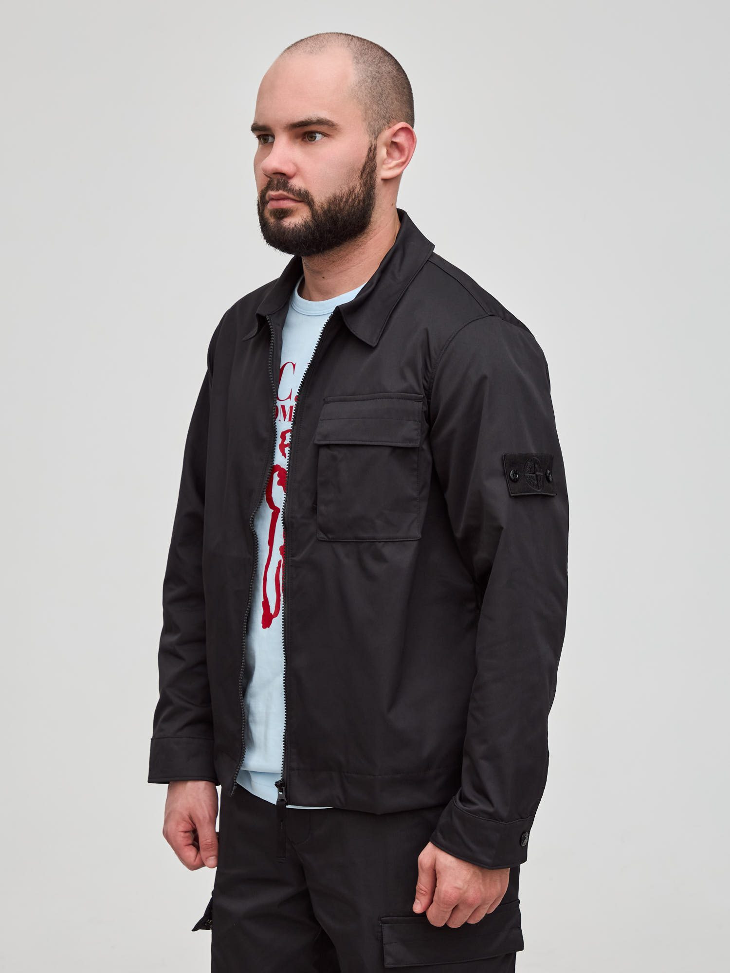 Рубашка овершот Stone Island Ghost Peace черная - цвет Черный