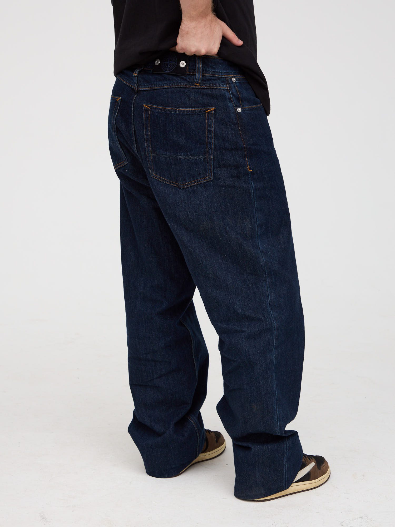 Джинсы Stone Island Indigo Denim-Raw Oz Loose темно-синие