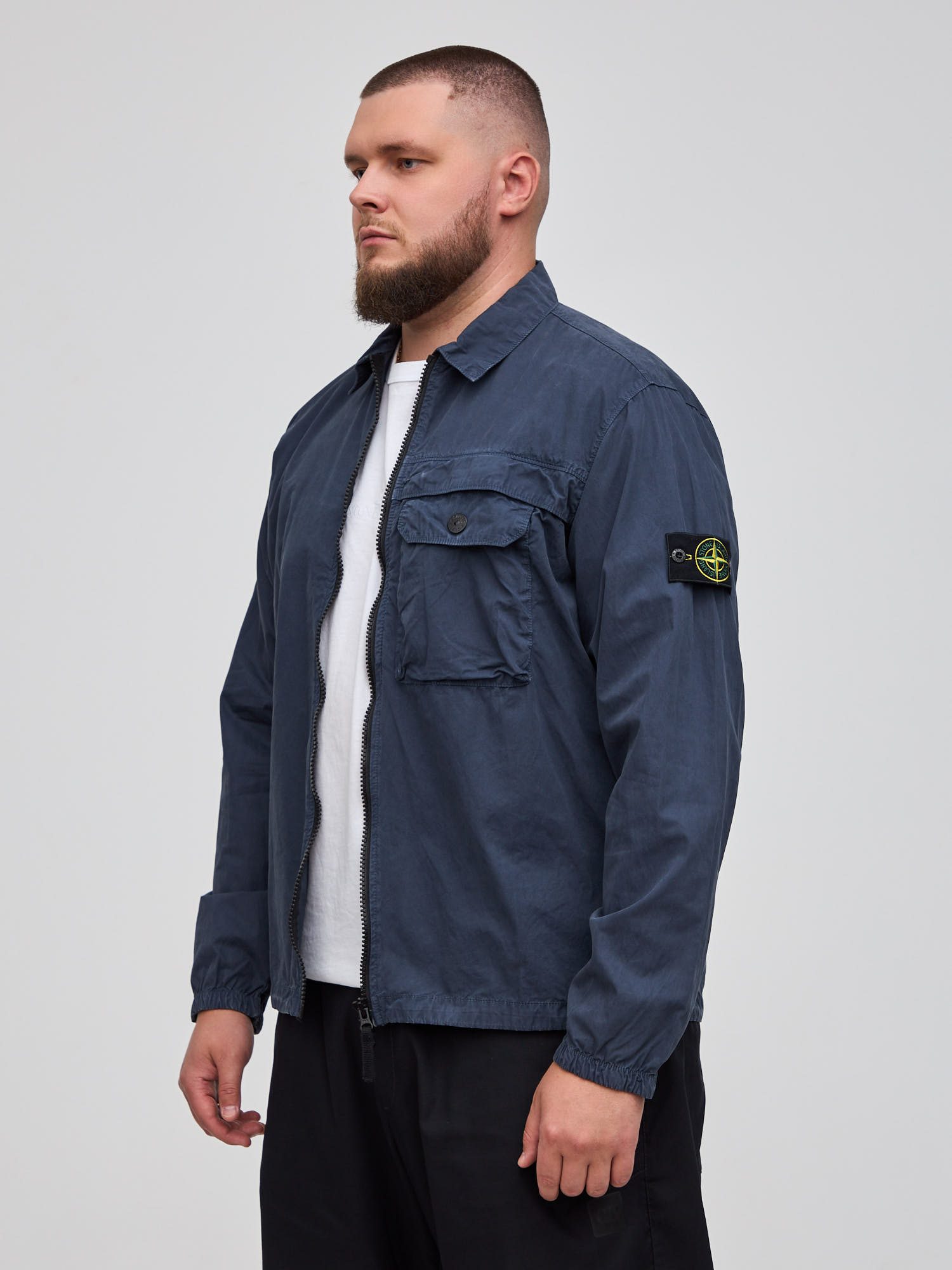 Рубашка овершот Stone Island синяя 107WN