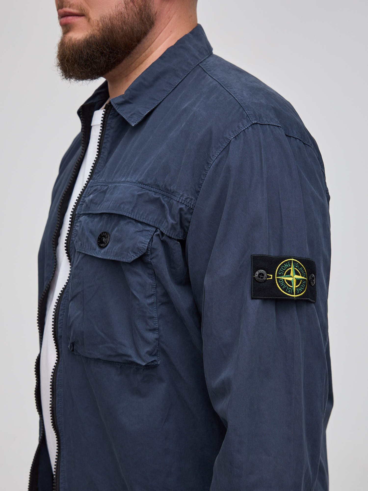 Рубашка овершот Stone Island синяя 107WN